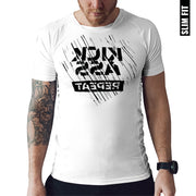 MOODIVATIONS // KICKASS REPEAT Fitness T-Shirt für Herren, Farbe: weiß